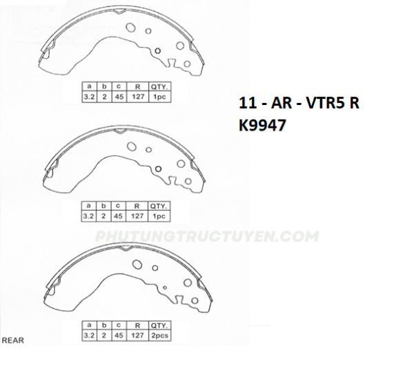 Bố thắng sau SUZUKI VITARA K9947 - Bộ - Hình ảnh 5