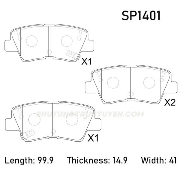 Bố thắng sau Accent 2011, forte, Rio 13 -; Tucson 2015->; K3; Elantra; Sonata 14~; Cerato 15~; Soluto; PN0538 - Bộ - Hình ảnh 5