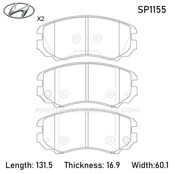 Bố đĩa trước ELANTRA/TUCSON; KIA OPTIMA/SPORTAGE; SP1202; DK8019M - Bộ - Hình ảnh 3