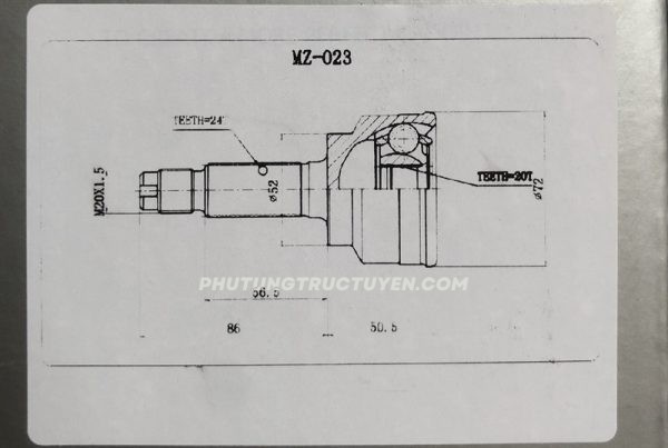 Đầu láp ngoài KIA 20 răng - Cái - Hình ảnh 5