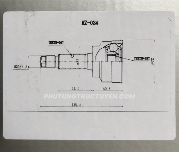 Đầu láp ngoài KIA 19 răng - Cái - Hình ảnh 5